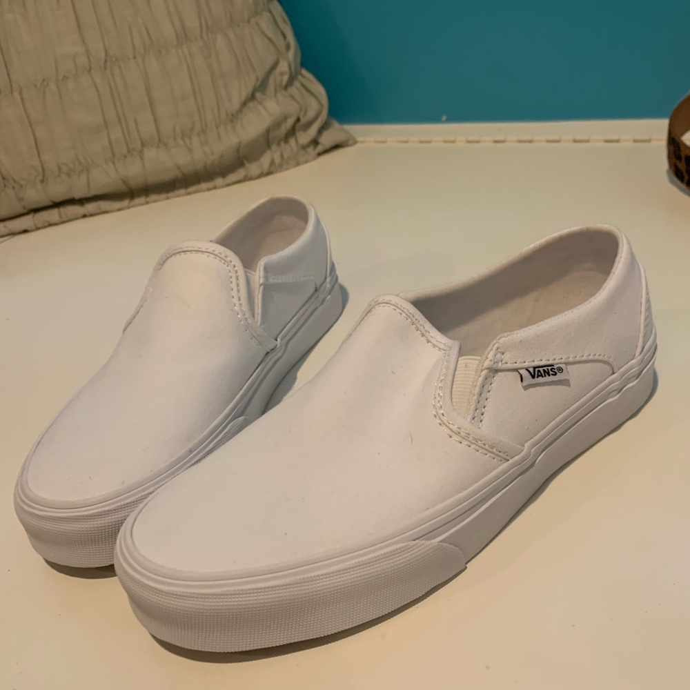 White Slip On Vans